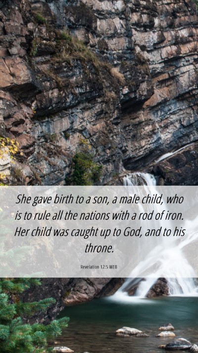Picture 06 - Revelation 12:5 WEB Mobile Phone Wallpaper - She gave birth to a son, a male child, who is to - Mobile Bible Verse Wallpaper