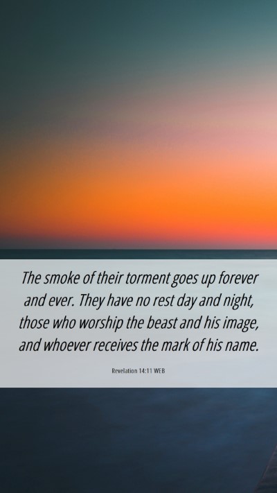 Picture 06 - Revelation 14:11 WEB Mobile Phone Wallpaper - The smoke of their torment goes up forever and - Mobile Bible Verse Wallpaper