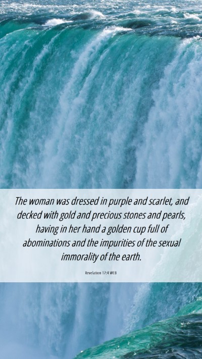 Picture 06 - Revelation 17:4 WEB Mobile Phone Wallpaper - The woman was dressed in purple and scarlet, and - Mobile Bible Verse Wallpaper