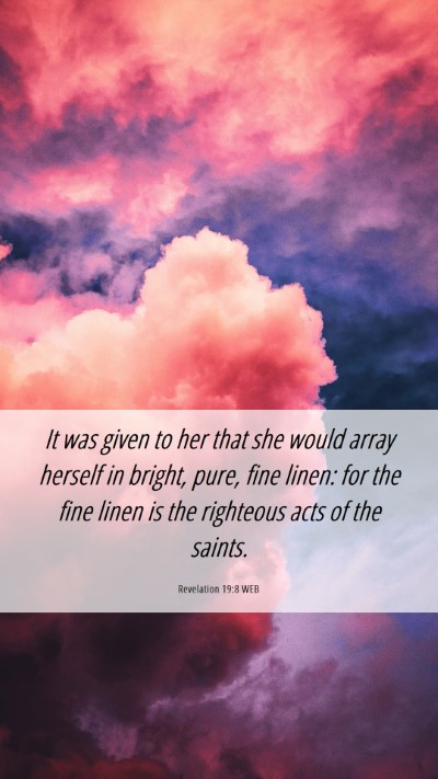 Picture 06 - Revelation 19:8 WEB Mobile Phone Wallpaper - It was given to her that she would array herself - Mobile Bible Verse Wallpaper