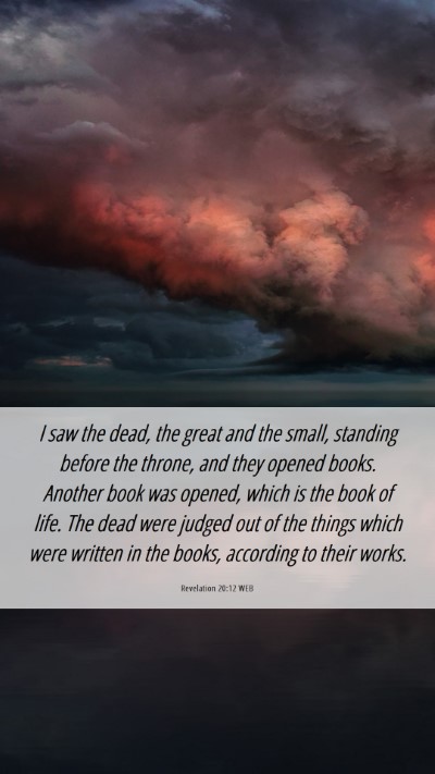 Picture 06 - Revelation 20:12 WEB Mobile Phone Wallpaper - I saw the dead, the great and the small, standing - Mobile Bible Verse Wallpaper