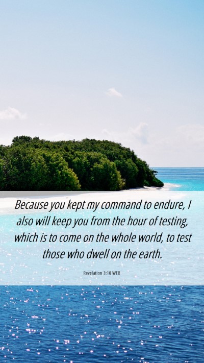 Picture 06 - Revelation 3:10 WEB Mobile Phone Wallpaper - Because you kept my command to endure, I also - Mobile Bible Verse Wallpaper