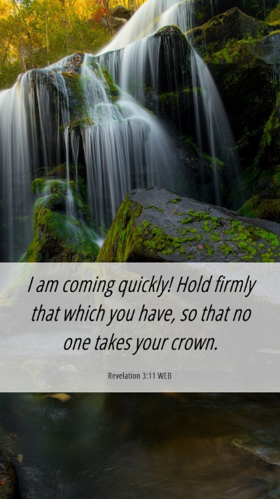 Picture 06 - Revelation 3:11 WEB Mobile Phone Wallpaper - I am coming quickly! Hold firmly that which you - Mobile Bible Verse Wallpaper