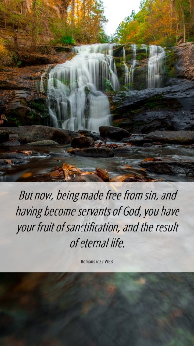 Picture 06 - Romans 6:22 WEB Mobile Phone Wallpaper - But now, being made free from sin, and having - Mobile Bible Verse Wallpaper