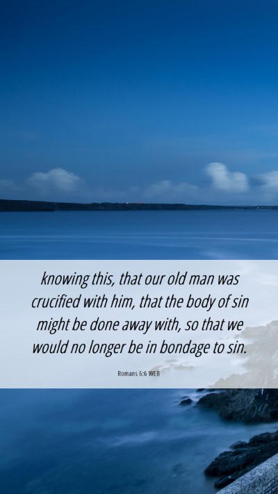 Picture 06 - Romans 6:6 WEB Mobile Phone Wallpaper - knowing this, that our old man was crucified with - Mobile Bible Verse Wallpaper