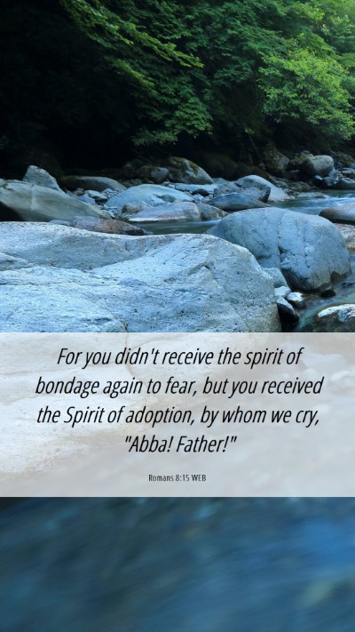 Picture 06 - Romans 8:15 WEB Mobile Phone Wallpaper - For you didn't receive the spirit of bondage - Mobile Bible Verse Wallpaper
