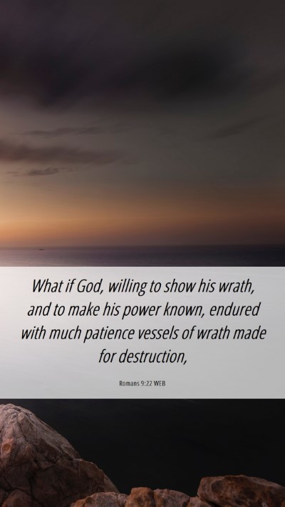 Picture 06 - Romans 9:22 WEB Mobile Phone Wallpaper - What if God, willing to show his wrath, and to - Mobile Bible Verse Wallpaper
