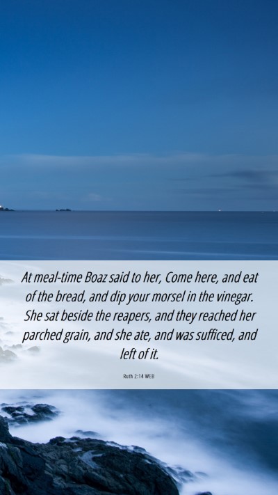 Picture 06 - Ruth 2:14 WEB Mobile Phone Wallpaper - At meal-time Boaz said to her, Come here, and eat - Mobile Bible Verse Wallpaper