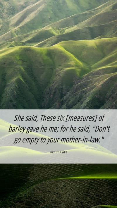 Picture 06 - Ruth 3:17 WEB Mobile Phone Wallpaper - She said, These six [measures] of barley gave he - Mobile Bible Verse Wallpaper