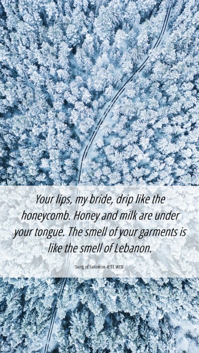 Picture 06 - Song of Solomon 4:11 WEB Mobile Phone Wallpaper - Your lips, my bride, drip like the honeycomb. - Mobile Bible Verse Wallpaper