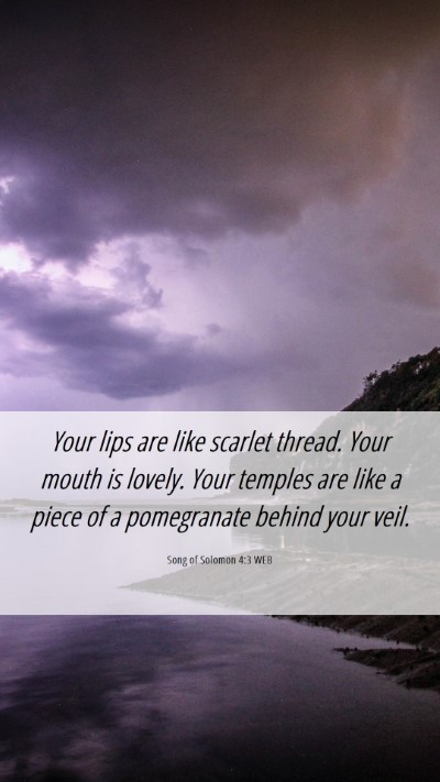 Picture 06 - Song of Solomon 4:3 WEB Mobile Phone Wallpaper - Your lips are like scarlet thread. Your mouth is - Mobile Bible Verse Wallpaper