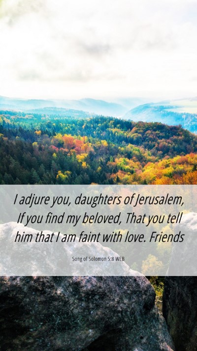 Picture 06 - Song of Solomon 5:8 WEB Mobile Phone Wallpaper - I adjure you, daughters of Jerusalem, If you find - Mobile Bible Verse Wallpaper