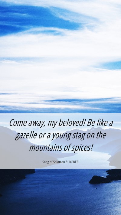 Picture 06 - Song of Solomon 8:14 WEB Mobile Phone Wallpaper - Come away, my beloved! Be like a gazelle or a - Mobile Bible Verse Wallpaper