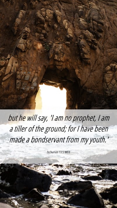 Picture 06 - Zechariah 13:5 WEB Mobile Phone Wallpaper - but he will say, 'I am no prophet, I am a tiller - Mobile Bible Verse Wallpaper
