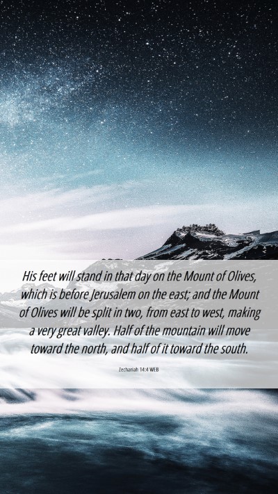 Picture 06 - Zechariah 14:4 WEB Mobile Phone Wallpaper - His feet will stand in that day on the Mount of - Mobile Bible Verse Wallpaper