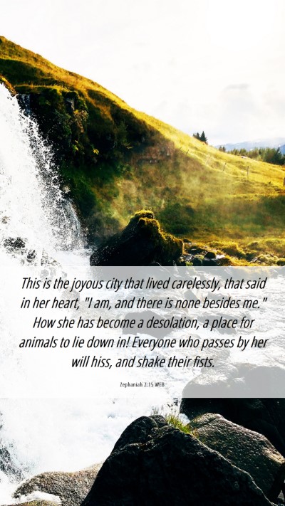 Picture 06 - Zephaniah 2:15 WEB Mobile Phone Wallpaper - This is the joyous city that lived carelessly, - Mobile Bible Verse Wallpaper