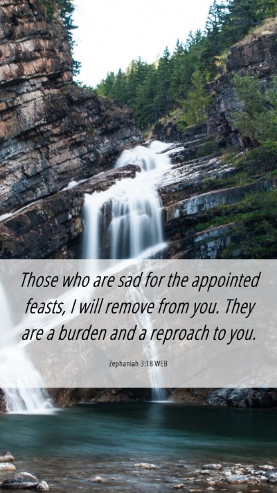 Picture 06 - Zephaniah 3:18 WEB Mobile Phone Wallpaper - Those who are sad for the appointed feasts, I - Mobile Bible Verse Wallpaper