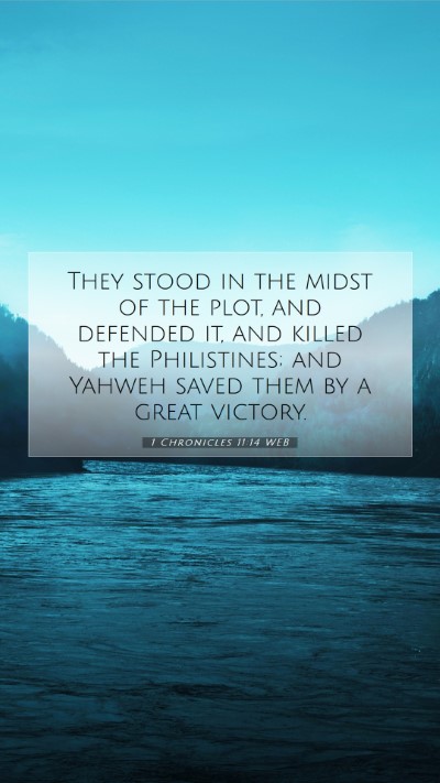 Picture 07 - 1 Chronicles 11:14 WEB Mobile Phone Wallpaper - They stood in the midst of the plot, and defended - Mobile Bible Verse Wallpaper