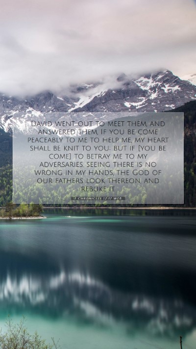 Picture 07 - 1 Chronicles 12:17 WEB Mobile Phone Wallpaper - David went out to meet them, and answered them, - Mobile Bible Verse Wallpaper