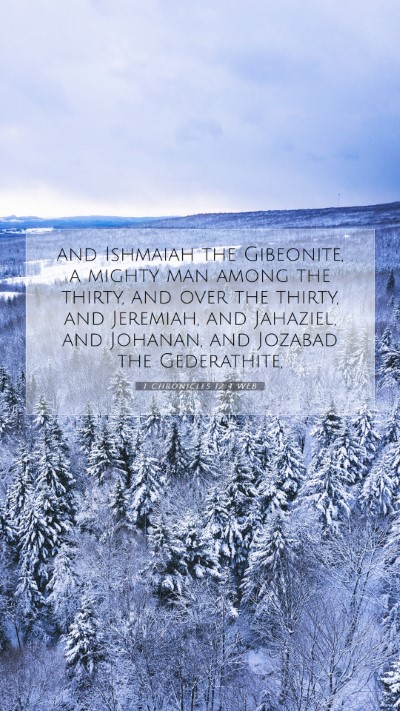 Picture 07 - 1 Chronicles 12:4 WEB Mobile Phone Wallpaper - and Ishmaiah the Gibeonite, a mighty man among - Mobile Bible Verse Wallpaper