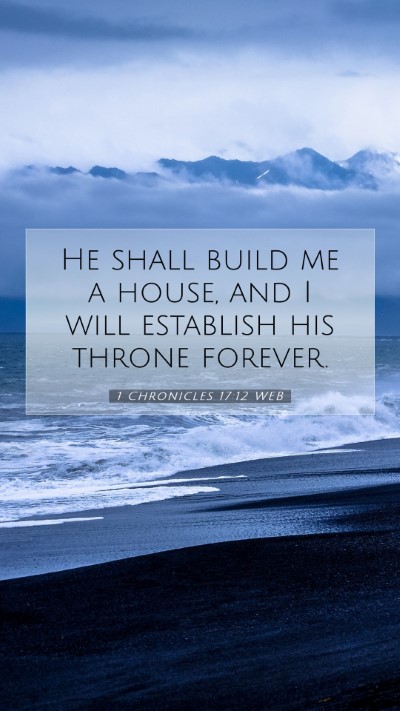 Picture 07 - 1 Chronicles 17:12 WEB Mobile Phone Wallpaper - He shall build me a house, and I will establish - Mobile Bible Verse Wallpaper