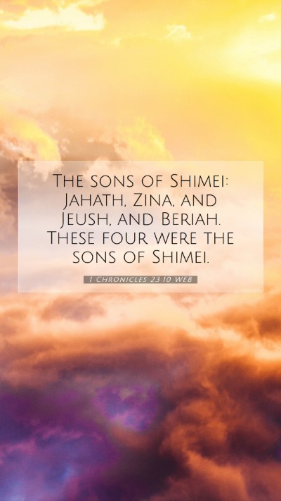 Picture 07 - 1 Chronicles 23:10 WEB Mobile Phone Wallpaper - The sons of Shimei: Jahath, Zina, and Jeush, and - Mobile Bible Verse Wallpaper
