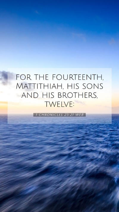 Picture 07 - 1 Chronicles 25:21 WEB Mobile Phone Wallpaper - for the fourteenth, Mattithiah, his sons and his - Mobile Bible Verse Wallpaper