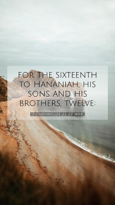 Picture 07 - 1 Chronicles 25:23 WEB Mobile Phone Wallpaper - for the sixteenth to Hananiah, his sons and his - Mobile Bible Verse Wallpaper