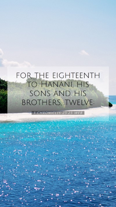 Picture 07 - 1 Chronicles 25:25 WEB Mobile Phone Wallpaper - for the eighteenth to Hanani, his sons and his - Mobile Bible Verse Wallpaper