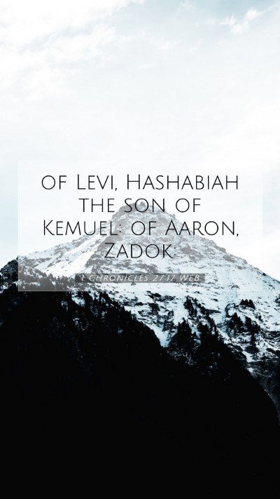Picture 07 - 1 Chronicles 27:17 WEB Mobile Phone Wallpaper - of Levi, Hashabiah the son of Kemuel: of Aaron, - Mobile Bible Verse Wallpaper