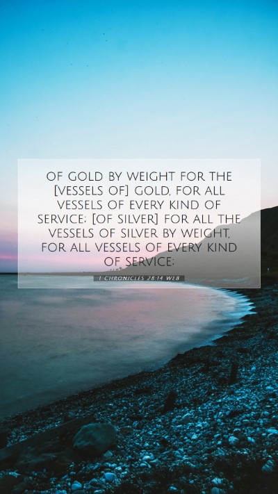 Picture 07 - 1 Chronicles 28:14 WEB Mobile Phone Wallpaper - of gold by weight for the [vessels of] gold, for - Mobile Bible Verse Wallpaper