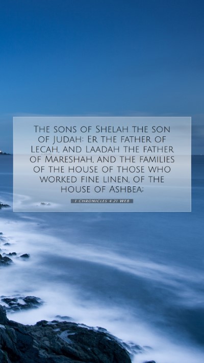 Picture 07 - 1 Chronicles 4:21 WEB Mobile Phone Wallpaper - The sons of Shelah the son of Judah: Er the - Mobile Bible Verse Wallpaper