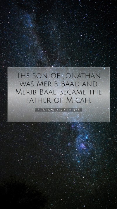 Picture 07 - 1 Chronicles 8:34 WEB Mobile Phone Wallpaper - The son of Jonathan was Merib Baal; and Merib - Mobile Bible Verse Wallpaper