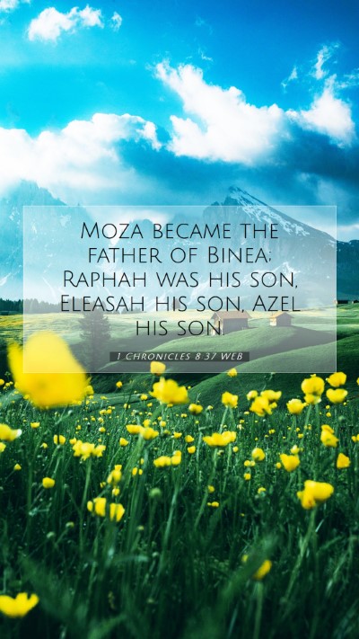 Picture 07 - 1 Chronicles 8:37 WEB Mobile Phone Wallpaper - Moza became the father of Binea; Raphah was his - Mobile Bible Verse Wallpaper