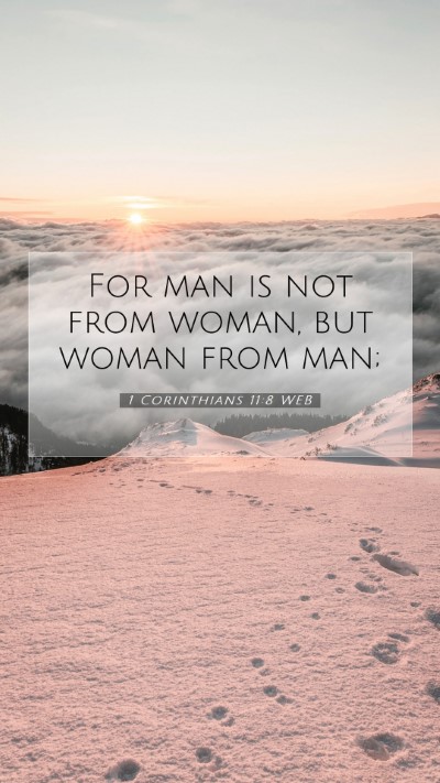 Picture 07 - 1 Corinthians 11:8 WEB Mobile Phone Wallpaper - For man is not from woman, but woman from - Mobile Bible Verse Wallpaper