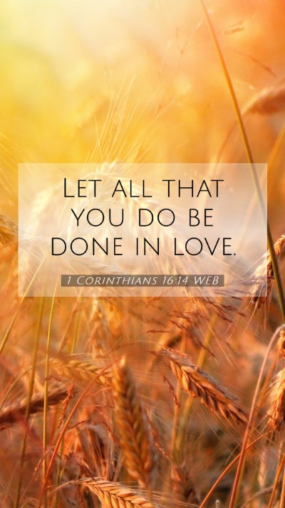 Picture 07 - 1 Corinthians 16:14 WEB Mobile Phone Wallpaper - Let all that you do be done in - Mobile Bible Verse Wallpaper