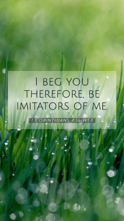 Picture 07 - 1 Corinthians 4:16 WEB Mobile Phone Wallpaper - I beg you therefore, be imitators of - Mobile Bible Verse Wallpaper