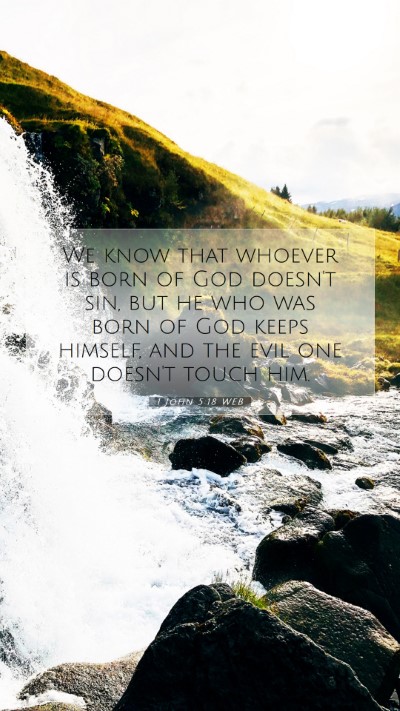 Picture 07 - 1 John 5:18 WEB Mobile Phone Wallpaper - We know that whoever is born of God doesn't sin, - Mobile Bible Verse Wallpaper