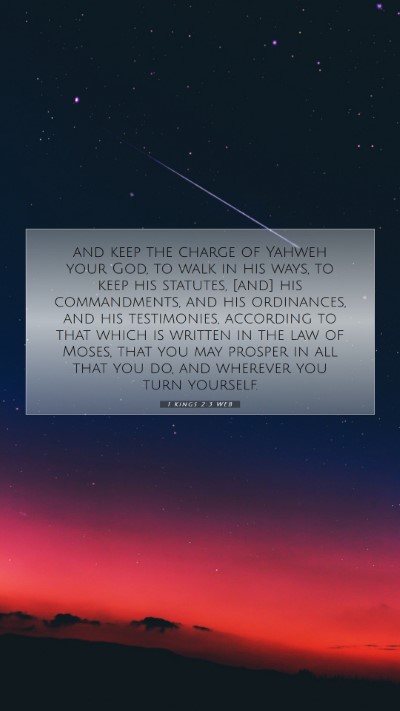 Picture 07 - 1 Kings 2:3 WEB Mobile Phone Wallpaper - and keep the charge of Yahweh your God, to walk - Mobile Bible Verse Wallpaper