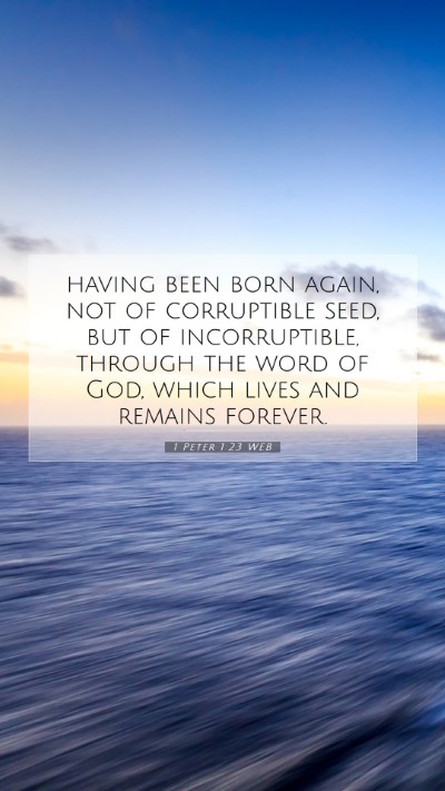 Picture 07 - 1 Peter 1:23 WEB Mobile Phone Wallpaper - having been born again, not of corruptible seed, - Mobile Bible Verse Wallpaper