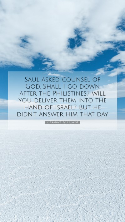 Picture 07 - 1 Samuel 14:37 WEB Mobile Phone Wallpaper - Saul asked counsel of God, Shall I go down after - Mobile Bible Verse Wallpaper