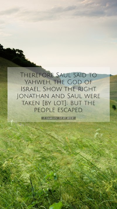 Picture 07 - 1 Samuel 14:41 WEB Mobile Phone Wallpaper - Therefore Saul said to Yahweh, the God of Israel, - Mobile Bible Verse Wallpaper