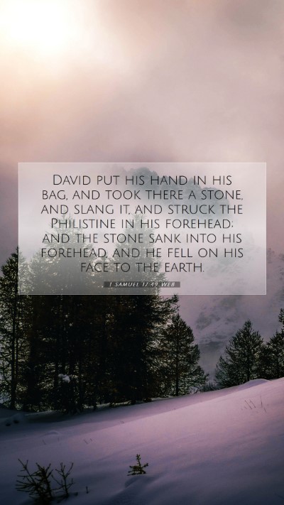 Picture 07 - 1 Samuel 17:49 WEB Mobile Phone Wallpaper - David put his hand in his bag, and took there a - Mobile Bible Verse Wallpaper