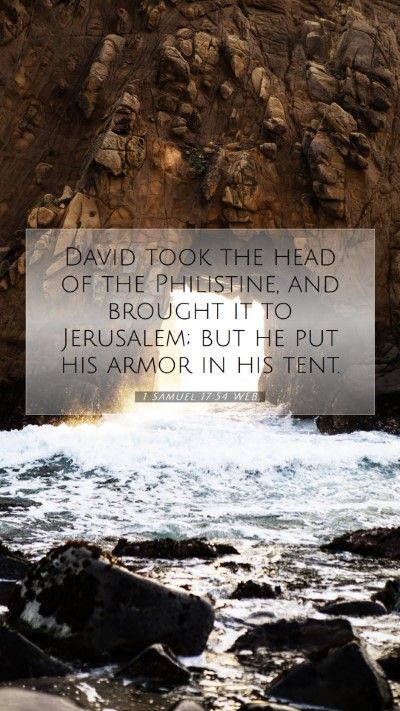 Picture 07 - 1 Samuel 17:54 WEB Mobile Phone Wallpaper - David took the head of the Philistine, and - Mobile Bible Verse Wallpaper