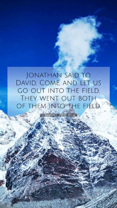 Picture 07 - 1 Samuel 20:11 WEB Mobile Phone Wallpaper - Jonathan said to David, Come, and let us go out - Mobile Bible Verse Wallpaper