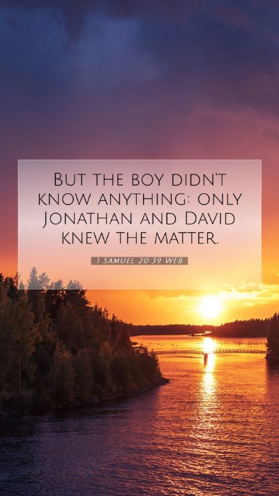 Picture 07 - 1 Samuel 20:39 WEB Mobile Phone Wallpaper - But the boy didn't know anything: only Jonathan - Mobile Bible Verse Wallpaper