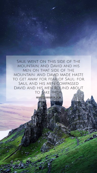 Picture 07 - 1 Samuel 23:26 WEB Mobile Phone Wallpaper - Saul went on this side of the mountain, and David - Mobile Bible Verse Wallpaper