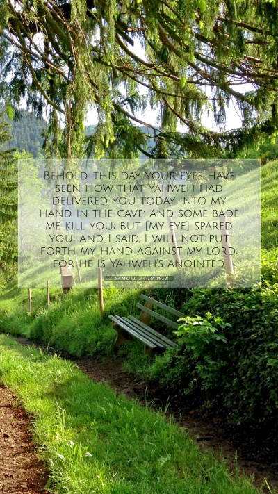 Picture 07 - 1 Samuel 24:10 WEB Mobile Phone Wallpaper - Behold, this day your eyes have seen how that - Mobile Bible Verse Wallpaper