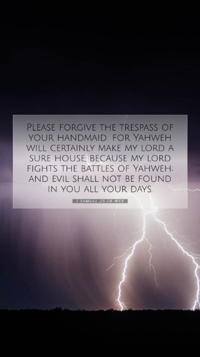 Picture 07 - 1 Samuel 25:28 WEB Mobile Phone Wallpaper - Please forgive the trespass of your handmaid: for - Mobile Bible Verse Wallpaper