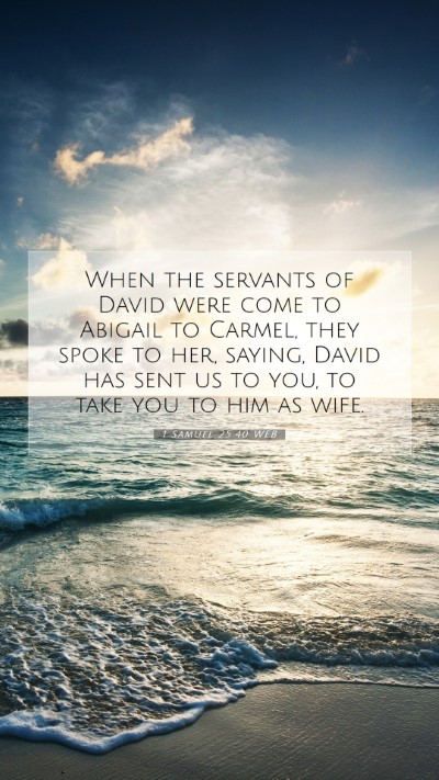 Picture 07 - 1 Samuel 25:40 WEB Mobile Phone Wallpaper - When the servants of David were come to Abigail - Mobile Bible Verse Wallpaper
